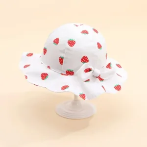 Girls' Strawberry Sun Hat - UV Protection, Size 3-10
